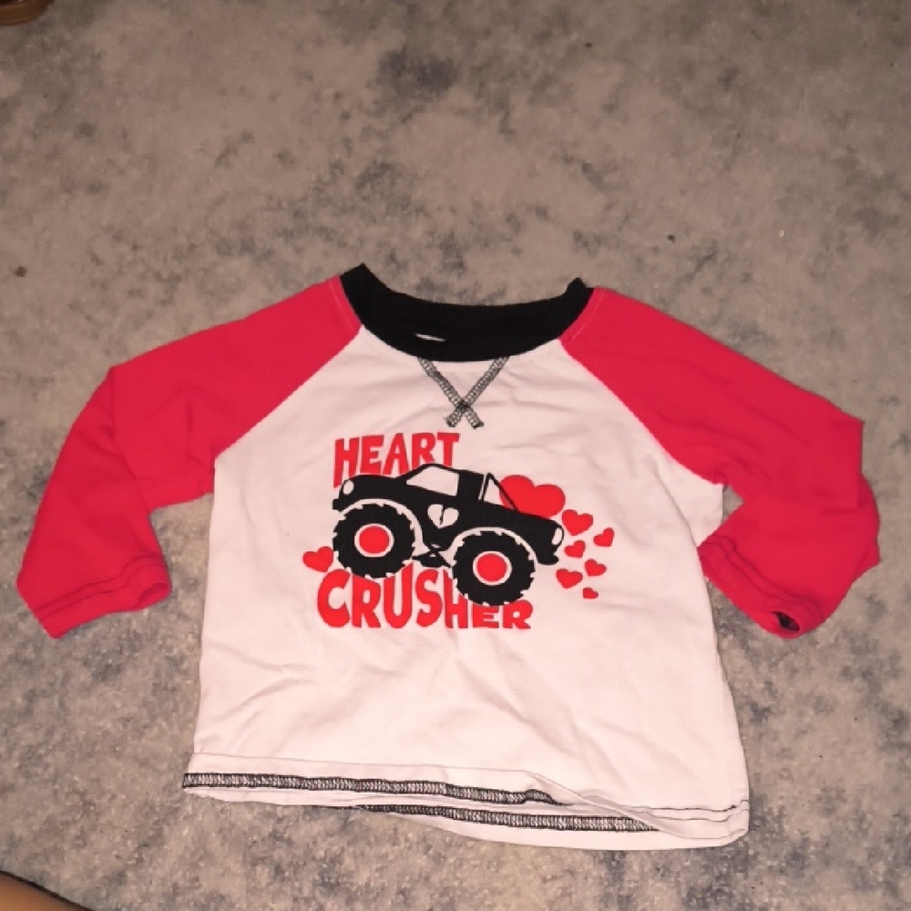Monster Truck Kids Long Sleeve Shirt - Red & White